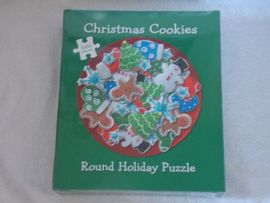 New Sealed Current  Christmas Cookies Round Holiday Puzzle  1000 Pieces