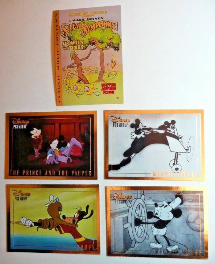 Disney Premium Skybox 1995 5 open Trading Cards Mickey, Minnie, Goofy, etc.