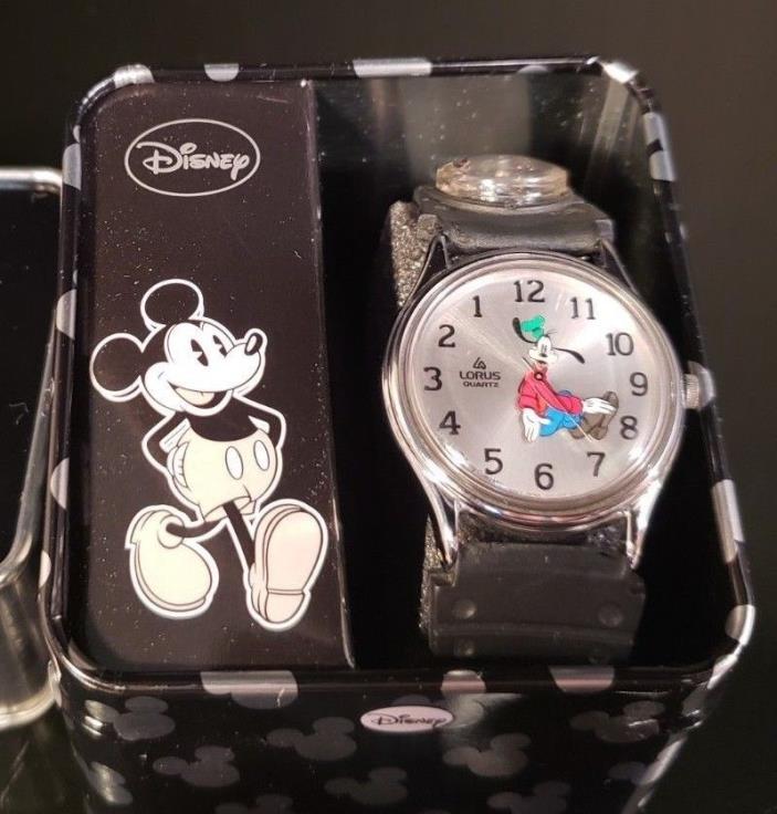 Disney Lorus By Seiko Goofy Watch Backwards Silver Tone Rare Japan New Batteries