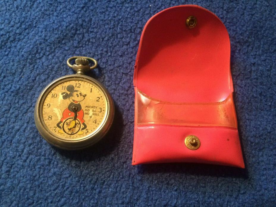 VINTAGE MICKEY MOUSE INGERSOLL POCKET WATCH USA