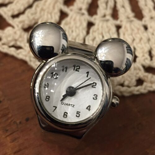 Disney Store Mickey Mouse Ears ring watch silver tone elastic metal band