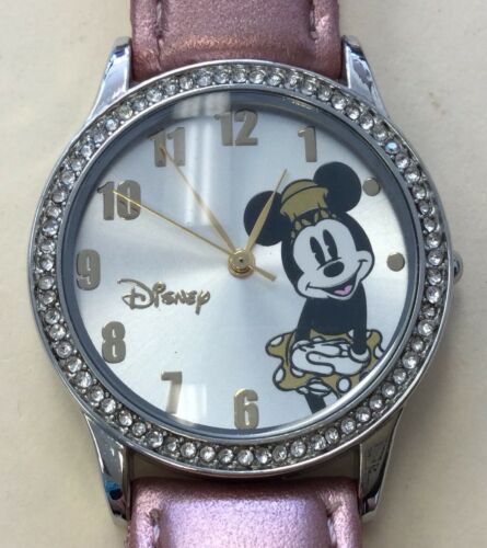 Womens Disney Minnie Mouse Pink Band Wrist Watch-Works BRR2