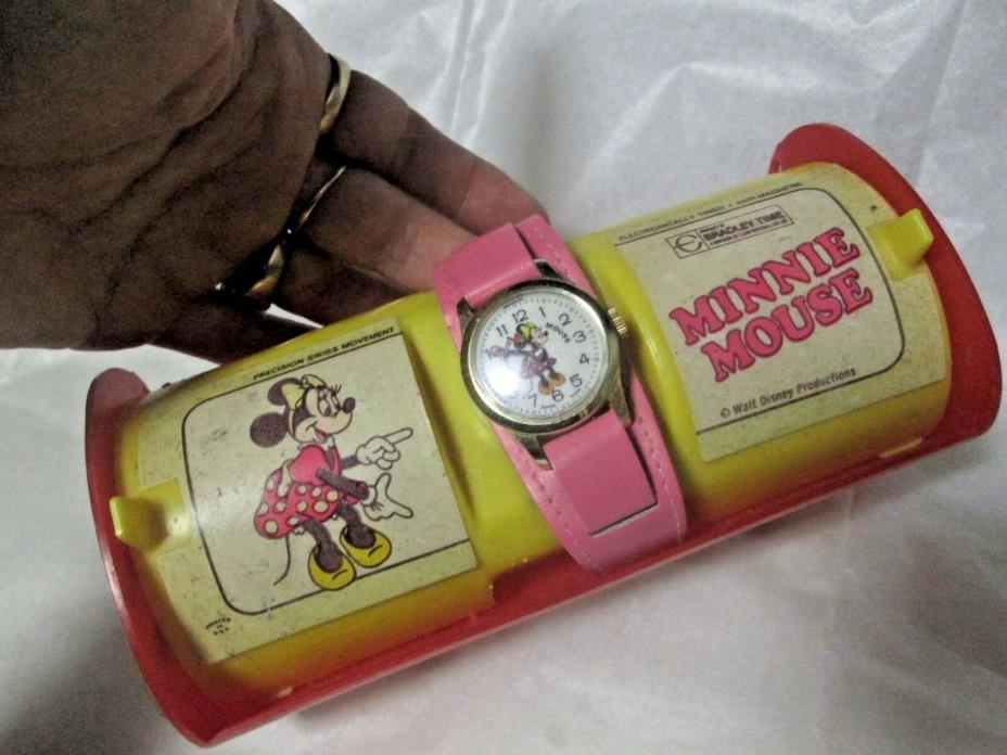 Vintage Minnie Mouse Bradley  Unused with Case Wind Up works