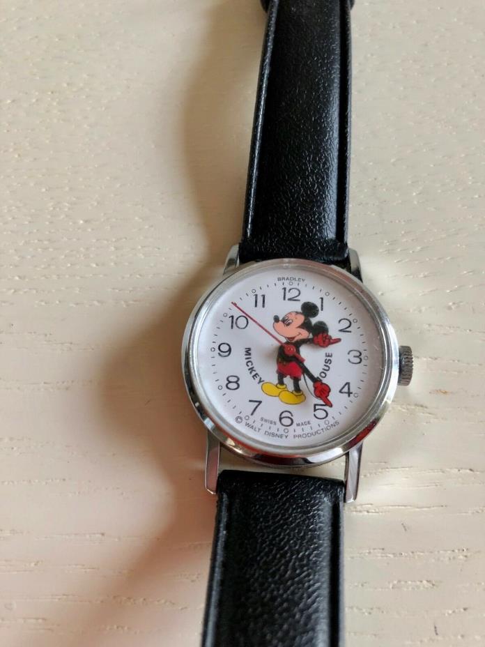 Mickey Mouse Watch Vintage Winding Bradley Swiss Walt Disney Productions