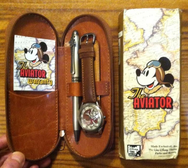 Collectible Mickey Mouse Aviator Watch/Pen Set