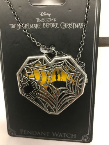 Disney Nightmare Before Christmas Heart Pendant Watch Necklace Spiral Hill
