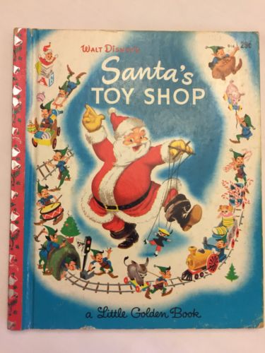 Little Golden Books Disney Childrens Christmas Book Santa's Toy Shop 1950 1st Ed
