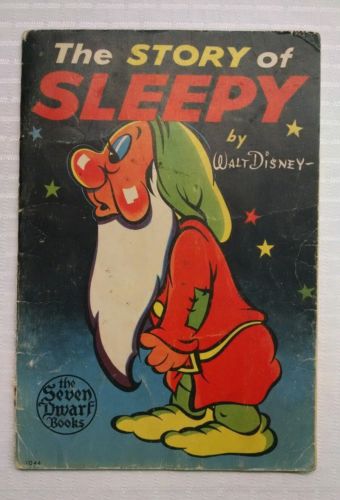 Rare Walt Disney Story of Sleepy book Vintage 1938 Collectible Seven Dwarfs
