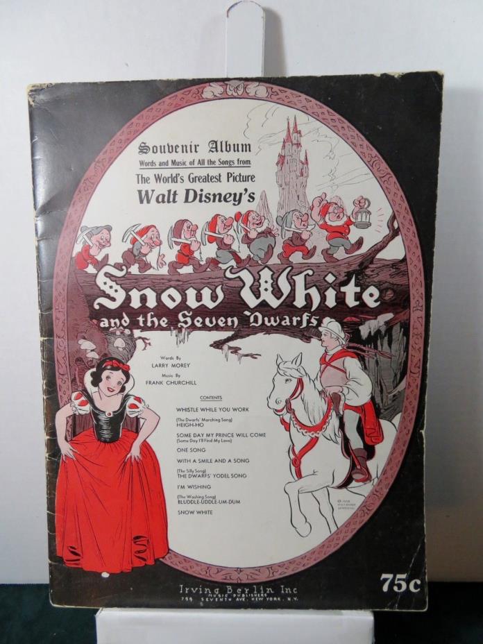 Vintage Disney Snow White and the Seven Dwarfs Irving Berlin Music Album RARE!