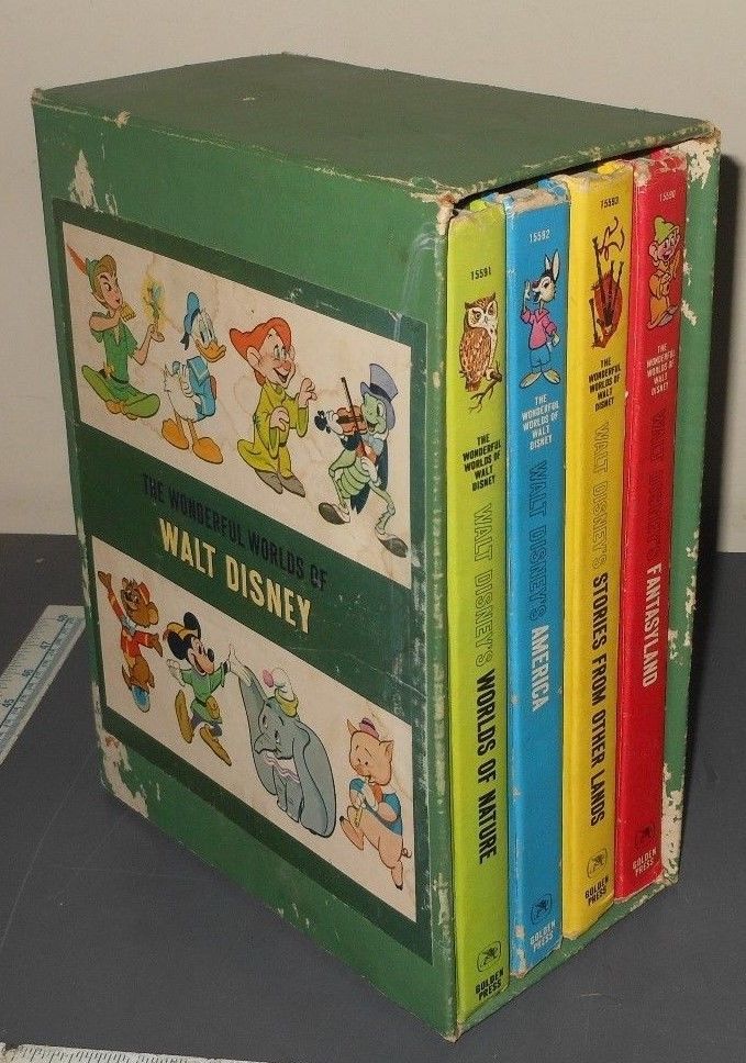 Vintage 1965 Wonderful Worlds Walt Disney 4 Book Boxed Set Fantasyland