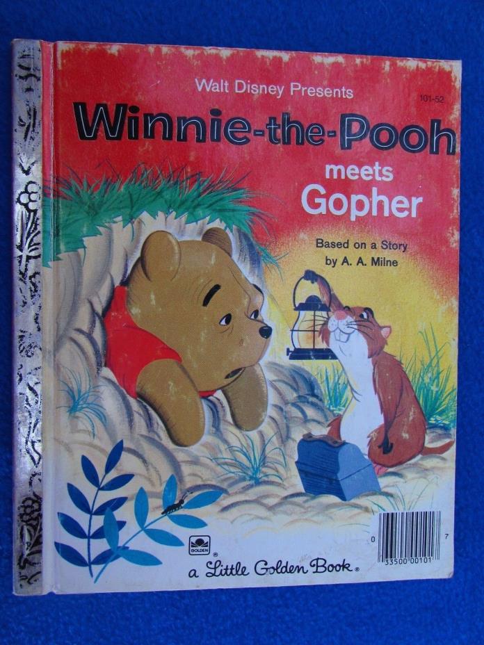 Winnie the Pooh Meets Gopher Disney Little Golden Book 1965 Vintage