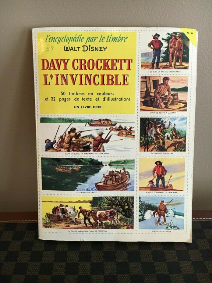 1955 Walt Disney Davy Crockett Stamp Book Fess Parker - Scarce French Version!