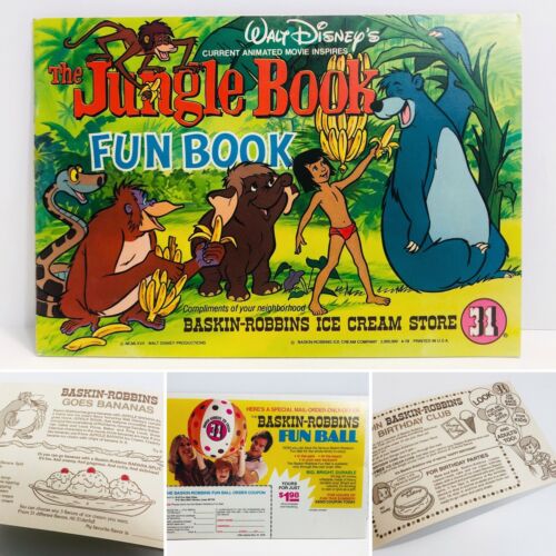 The Jungle Book Fun Book Baskin-Robbins Premium 1967 - Great Condition! Disney