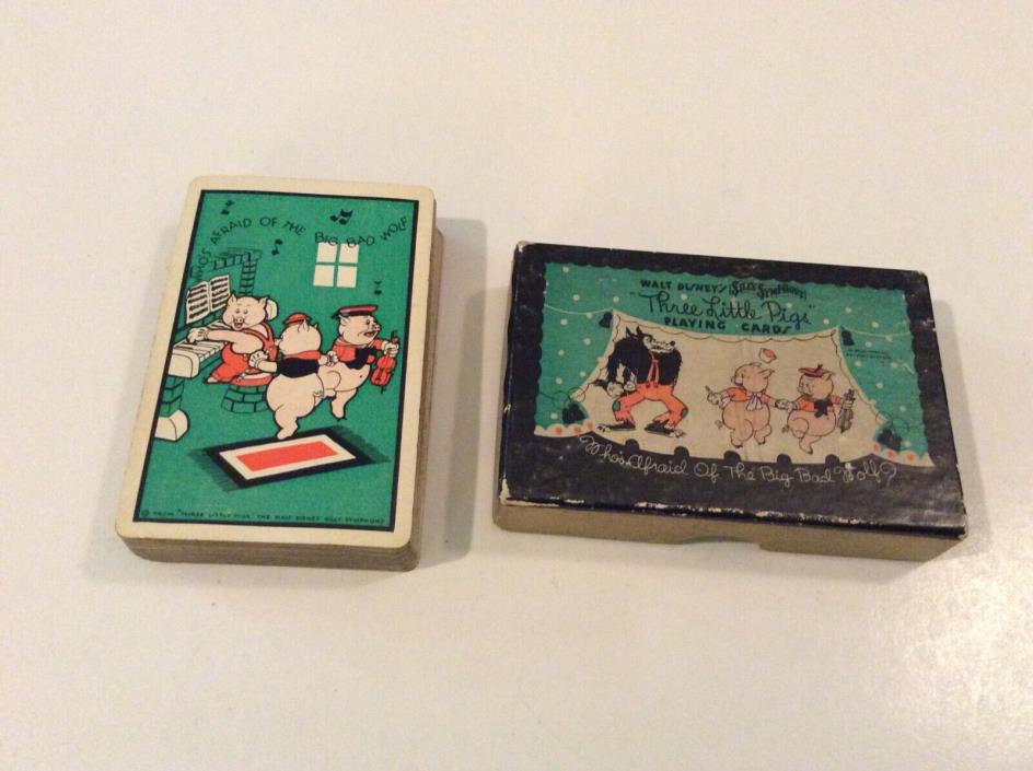 VINTAGE DISNEY SILLY SYMPHONY THREE LITTLE PIGS PLAYING CARDS