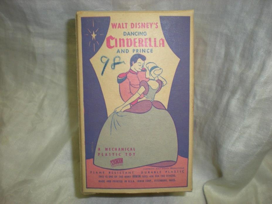 Dancing CINDERELLA & Prince wind-up IRWIN Vintage 1950s MIB Disney Snow White