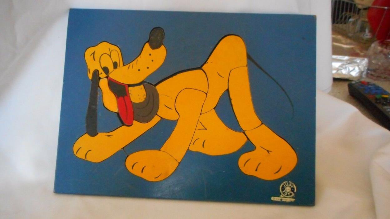 Vintage Judy Toys Walt Disney Prod Wood Puzzle Pluto Mickey Mouse Dog (Ai