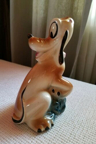 Vintage PLUTO Ceramic Figurine by Leeds RARE!! Signed Walt Disney