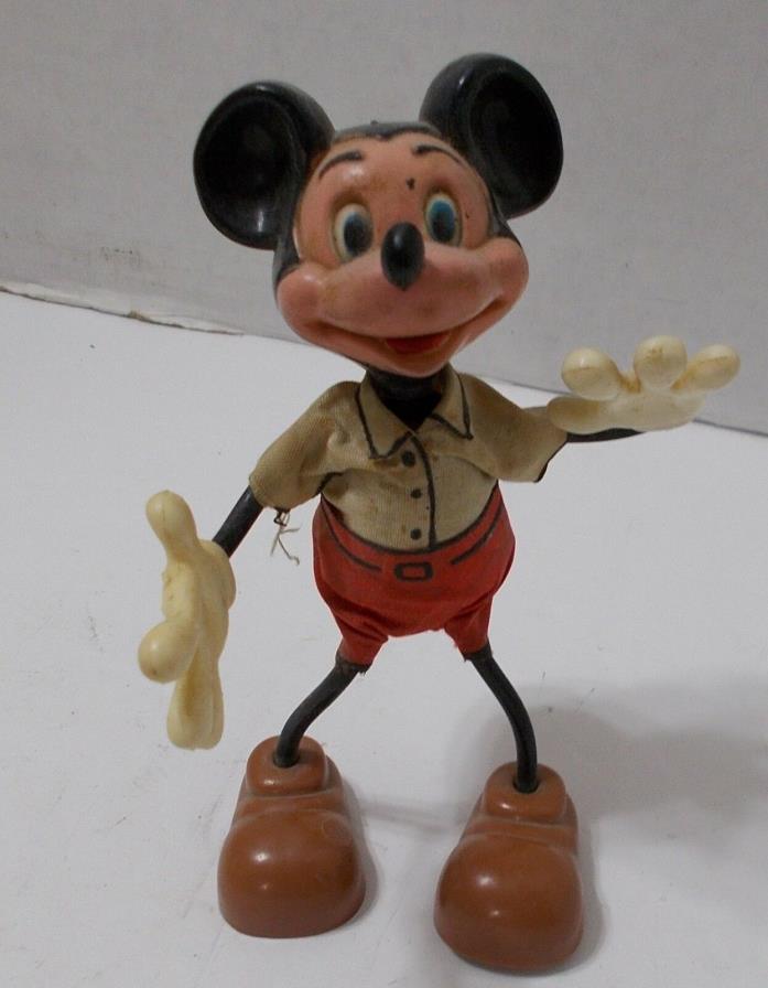 MICKEY MOUSE Figure Vintage Walt Disney Bendy Toy MARX TOYS Hong Kong 5.5