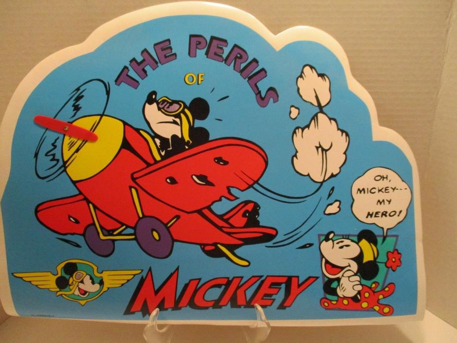 Vintage Walt Disney The Perils of Mickey Vinyl Placemat Pilot Airplane Minnie