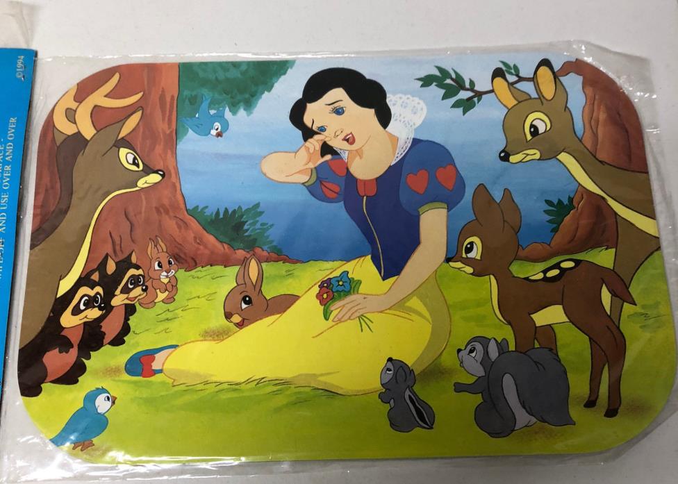 NIP Vintage 90'S Snow White & Forest Animals Set of 4 Reusable Placemats NOS