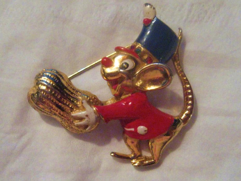 VINTAGE DISNEY JEWELRY 'TIMOTHY Q MOUSE' FROM MOVIE 'DUMBO' 1940'S RARE PIN LOOK