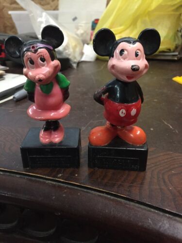 Vintage Disney Mickey & Minnie Mouse Pencil Sharpners 4” Hong Kong