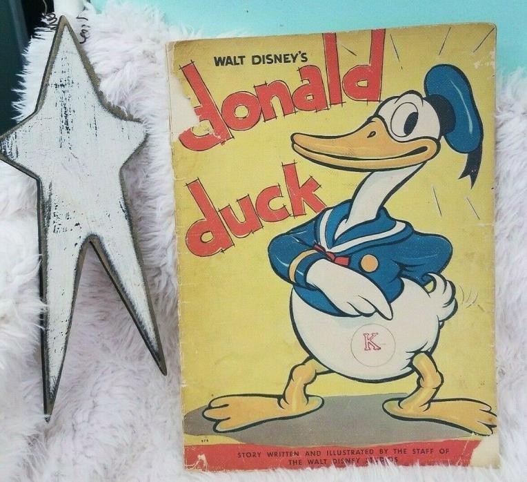 *Vintage 1935 Walt Disney Donald Duck Linen Whitman Book #978
