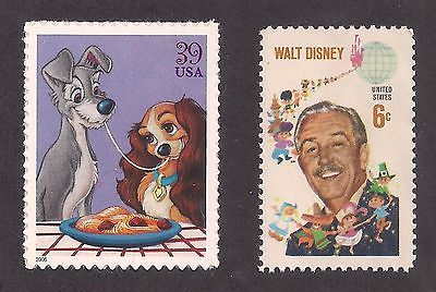 LADY AND THE TRAMP + 1968 WALT DISNEY - 2 STAMPS - MINT CONDITION