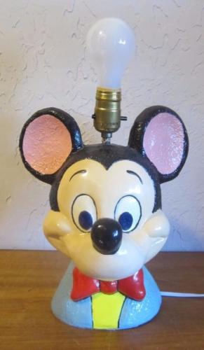 Vintage Mickey Mouse Plaster Lamp 11 Inch Walt Disney Life Sz Big Ears