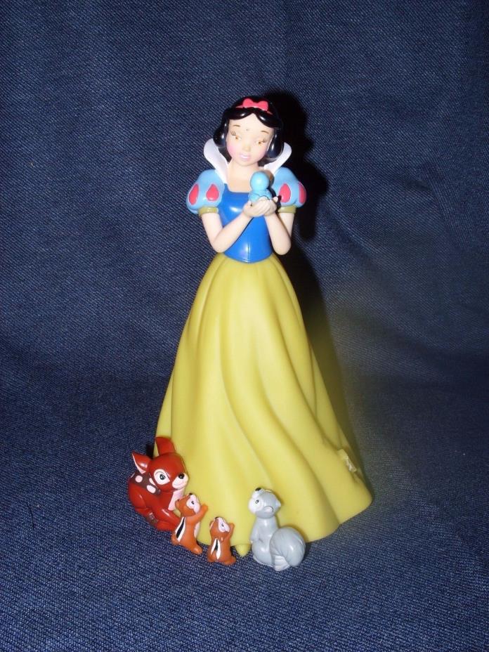 Rare Vintage Disney Snow White Plastic Figurine Bank With Forest Animals EUC