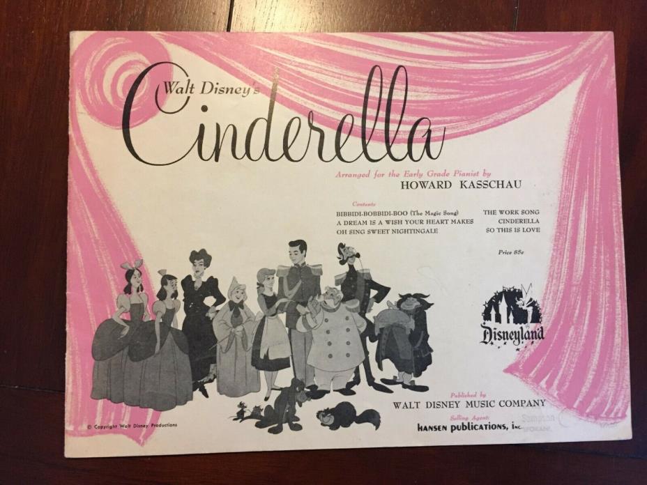 Walt Disney's Cinderella Kasschau Sheet Music 1955 Hansen Publishing