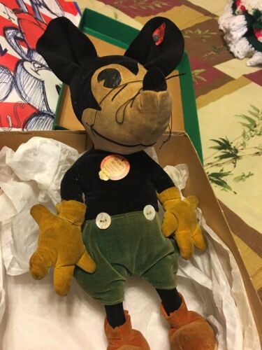 Vintage Steiff Mickey mouse in green pants 1930's