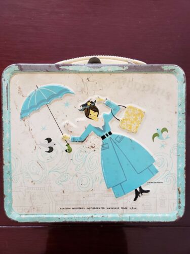 LOOK!!! VINTAGE 1964 Walt Disney Mary Poppins Metal Lunch Box!!!