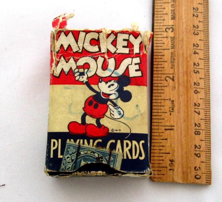 VINTAGE 1930s DISNEY MICKEY MOUSE MINIATURE PLAYING CARDS - BLUE VERSION
