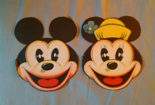 Vintage antique 1930's Disney Mickey mouse Minnie mouse paper masks