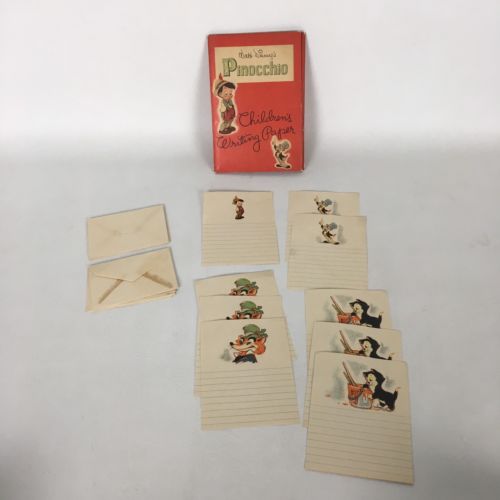 Walt Disney's Pinocchio Children's Writing Paper Folder Paper & Envelopes C.1939
