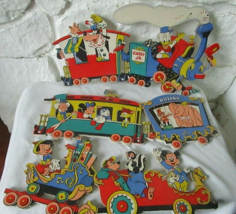Vintage Disney Wall Plaques~CASEY JR. CIRCUS TRAIN  3-pc Wall Hanging 1950's