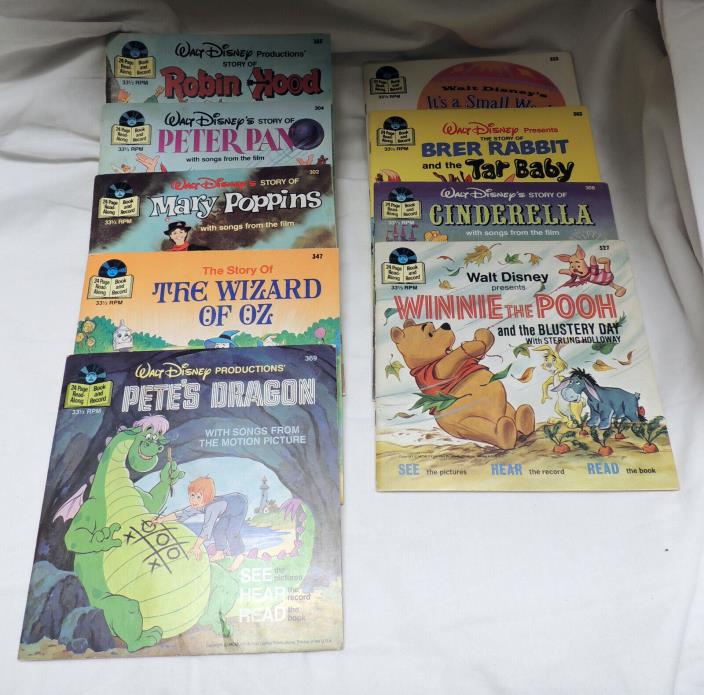 A 9 record lot of Vintage Disney Storybook Records