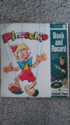 Vintage 1946 Pinocchio Book and 45 Rpm Peter Pan  Record