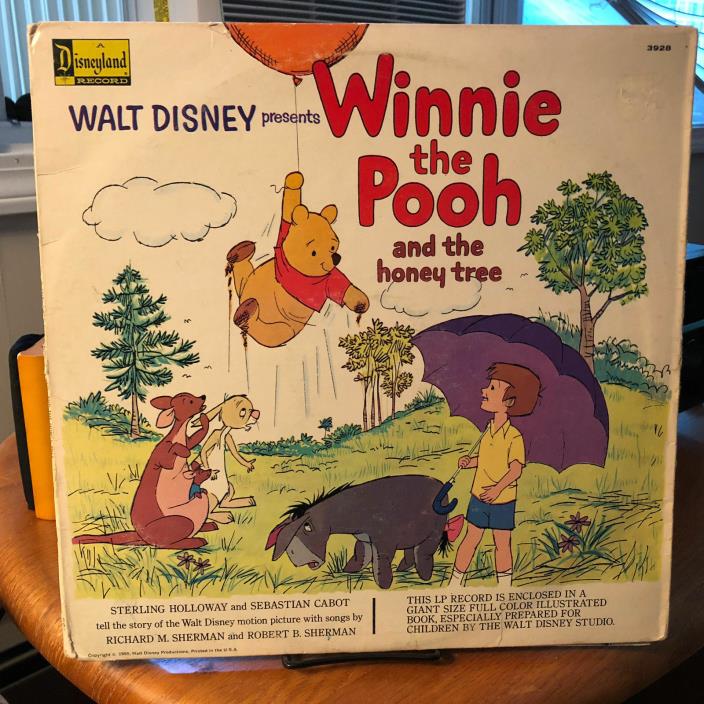 Winnie the Pooh and the Honey Tree - LP Book & Record Disneyland 3928 Piglet VG+