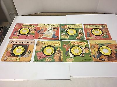 VTG LOT 8 VINYL 45 CHILDRENS PETER PAN RECORDS & SLEEVES CRAFTS USE SCRAP BOOK