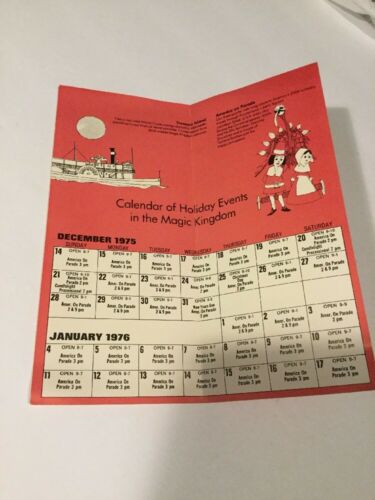 WDW Dec 14, 1975-Jan 17, 1976 Calendar of Holiday Events in Magic Kingdom