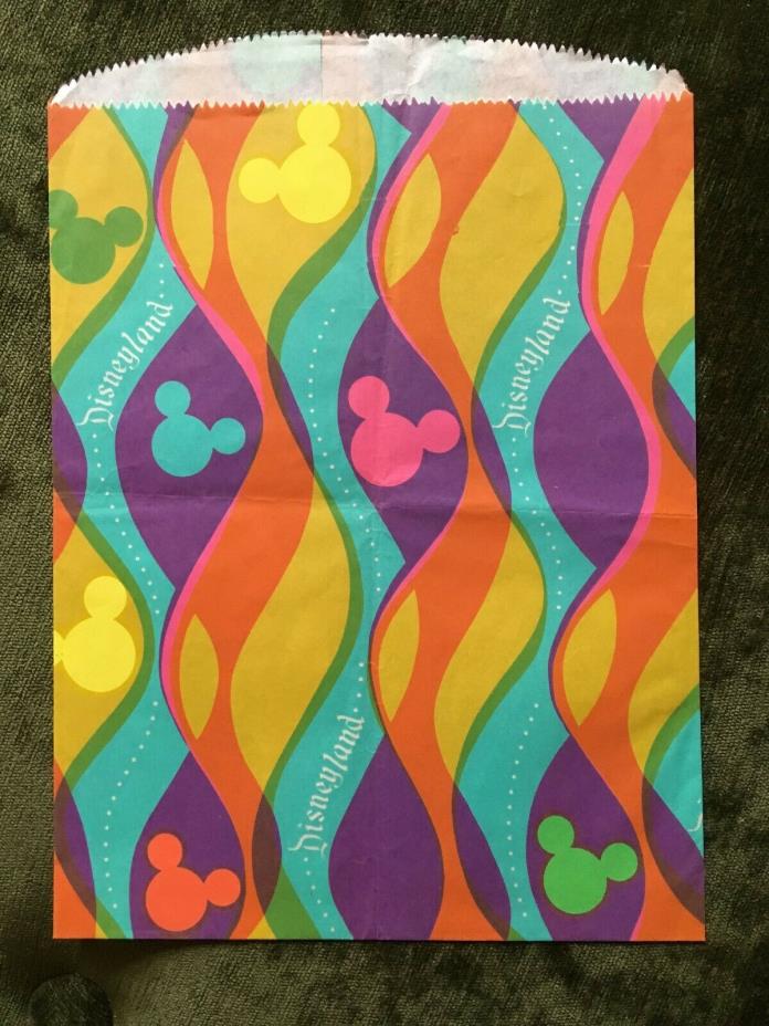 VINTAGE DISNEYLAND PSYCHEDELIC PAPER BAG 1960'S-70'S GROOVY! + DISNEYLAND FACTS