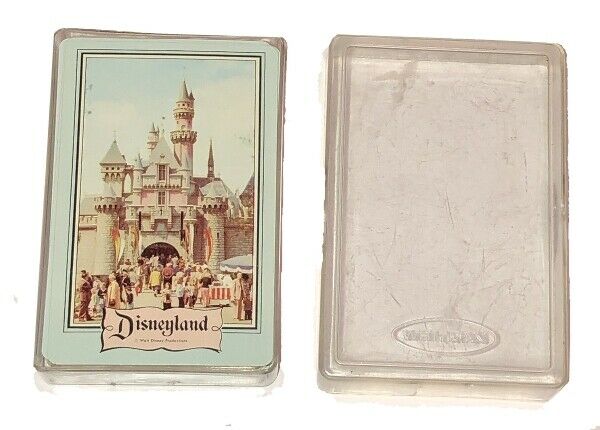 1960's Vintage Deck Disneyland Playing Cards of PHOTO of CASTLE & CROWD w/Case