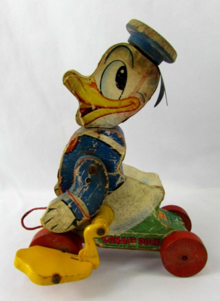 Vintage 1955 Fisher Price 765 Talking Donald Duck Pull Toy Walt Disney Toy