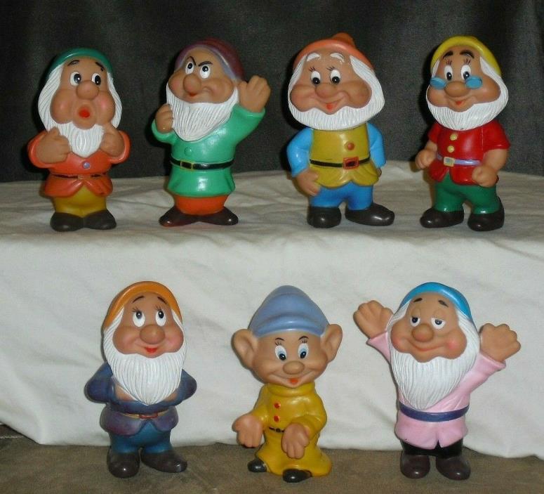 Disney's Snow White ~ Vintage 7 Dwarfs Soft Rubber 5-Inch Squeeze Squeak Toys