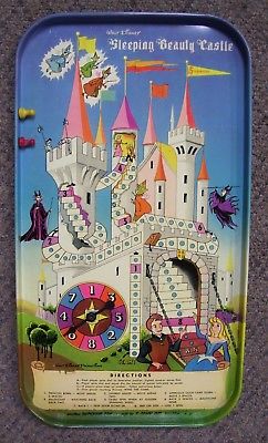 Vintage Tin Litho WALT DISNEY SLEEPING BEAUTY CASTLE GAME Superior Rare!