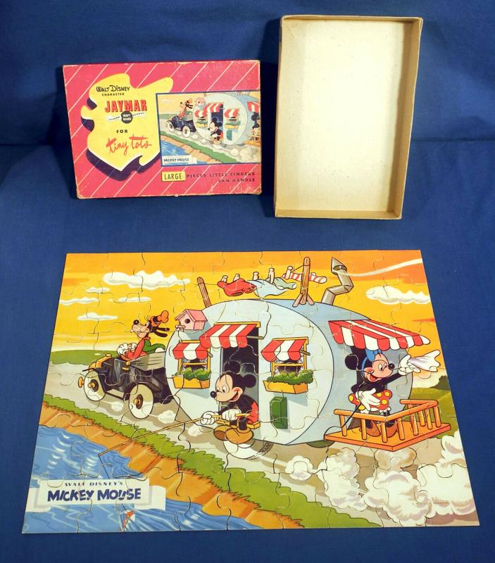 Vtg 1940's Walt Disney Productions Jaymar Puzzle Mickey's Trailer Mouse Caravan