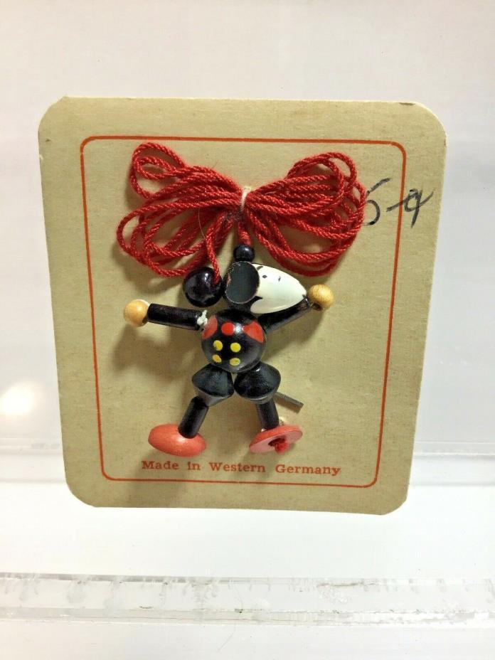 West German Vintage Wood Jointed Mickey Mouse- Unauthorized - Rat Face
