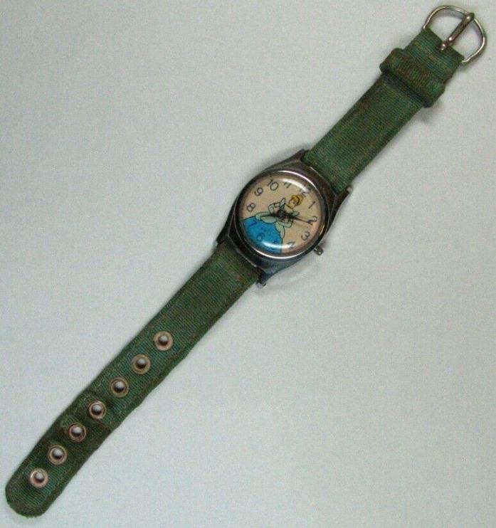 Vintage 1950s US Time WDP Disney Cinderella Kids Wind-up Watch w/ Original Band